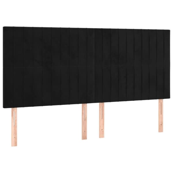 Sängyn pääty LED-valolla, musta, 160x5x118/128 cm, sametti