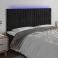 Pikkukuva 1 / 6: Sängyn pääty LED-valolla, musta, 160x5x118/128 cm, sametti