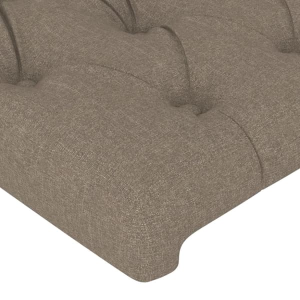 sengegavl med kanter 203x23x118/128 cm stof gråbrun