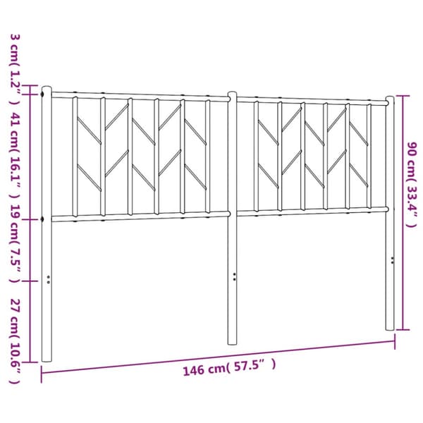 Metallinen sängynpääty musta 140 cm