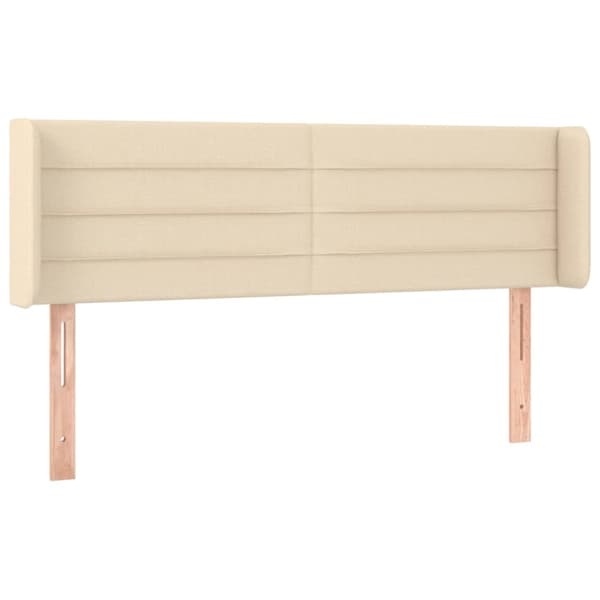 sengegavl med LED-lys 147x16x78/88 cm stof cremefarvet