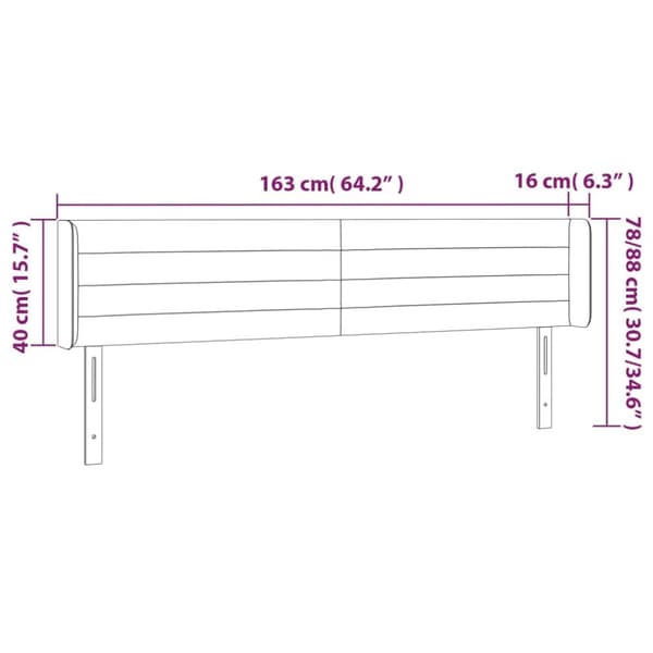 sengegavl med LED-lys 163x16x78/88 cm stof mørkebrun