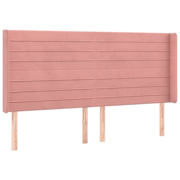 Sänggavel LED rosa 203x16x118/128 cm sammet