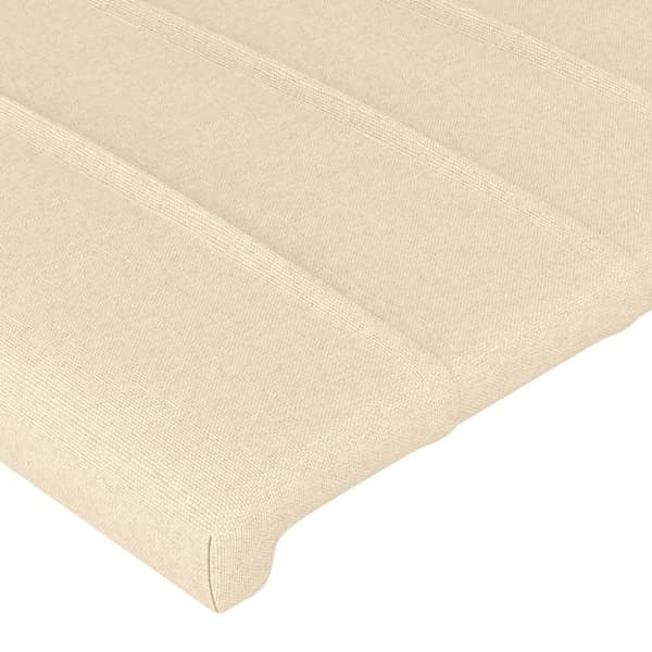 sengegavl med LED-lys 83x16x118/128 cm stof cremefarvet