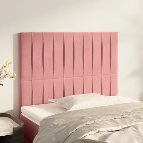 Sängyn päädyt, 2 kpl, pinkki, 100x5x78/88 cm, sametti