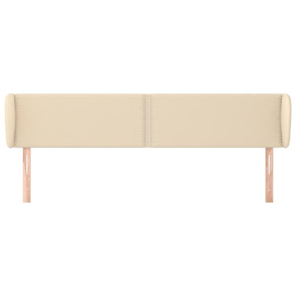 sengegavl med kanter 203x23x78/88 cm stof cremefarvet