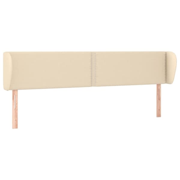 sengegavl med kanter 203x23x78/88 cm stof cremefarvet