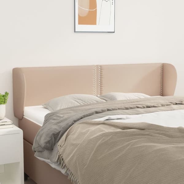 Sänggavel med kanter cappuccino 147x23x78/88 cm konstläder