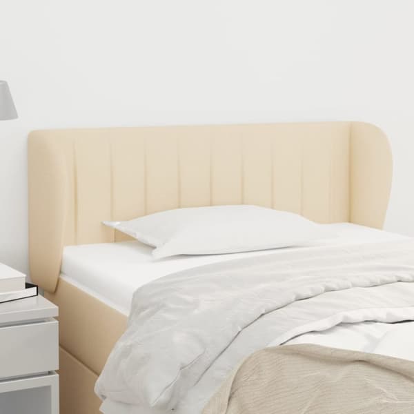 sengegavl med kanter 83x23x78/88 cm stof cremefarvet