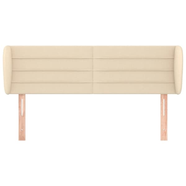 sengegavl med kanter 147x23x78/88 cm stof cremefarvet