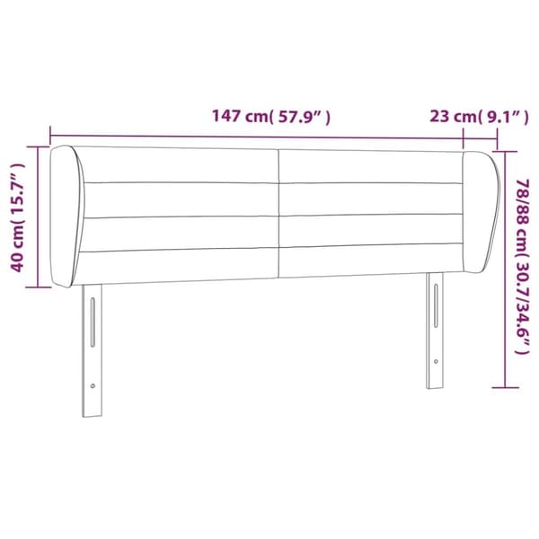 sengegavl med kanter 147x23x78/88 cm stof cremefarvet