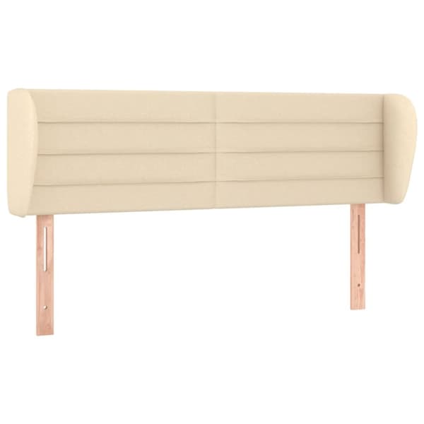 sengegavl med kanter 147x23x78/88 cm stof cremefarvet