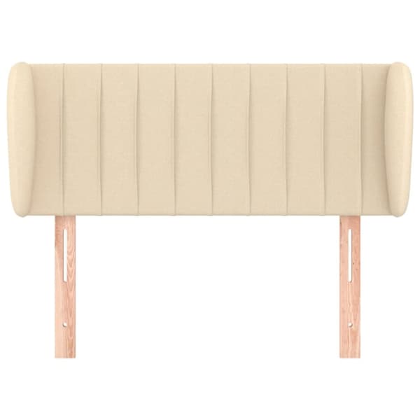 sengegavl med kanter 103x23x78/88 cm stof cremefarvet