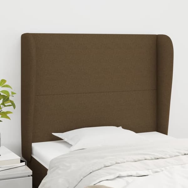 sengegavl med kanter 83x23x118/128 cm stof mørkebrun