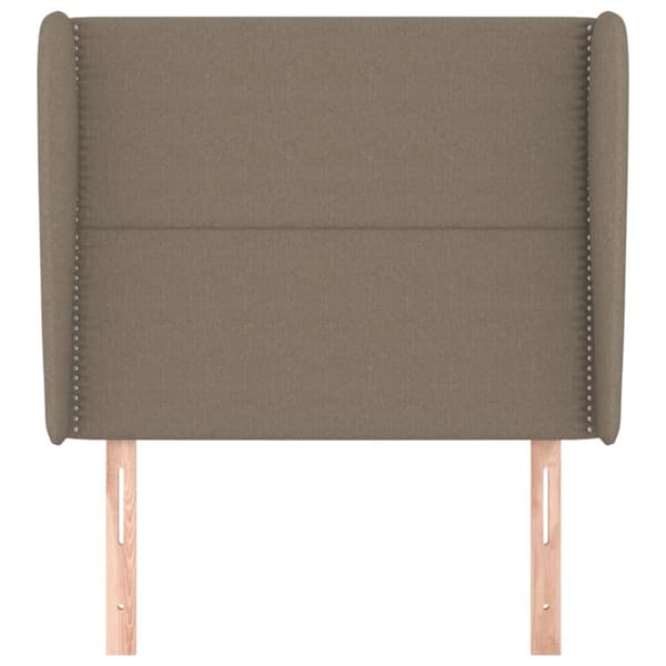 sengegavl med kanter 103x23x118/128 cm stof gråbrun