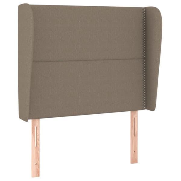 sengegavl med kanter 103x23x118/128 cm stof gråbrun