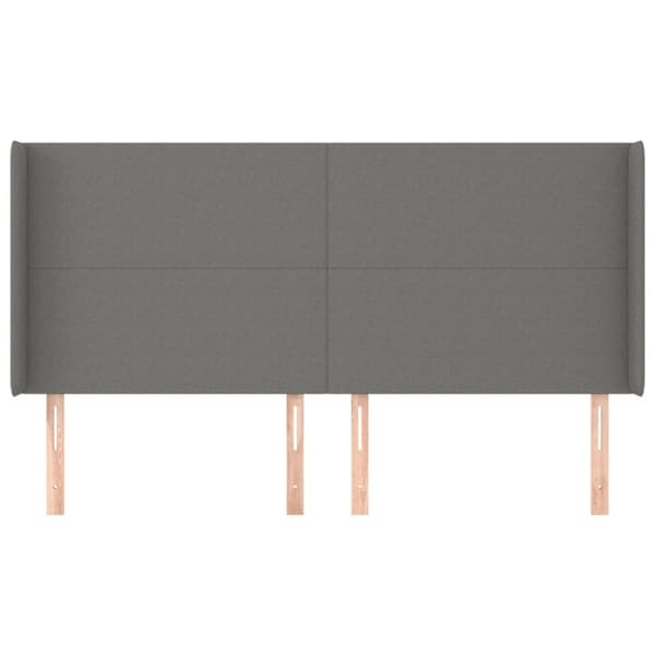 sengegavl med kanter 163x16x118/128 cm stof mørkegrå