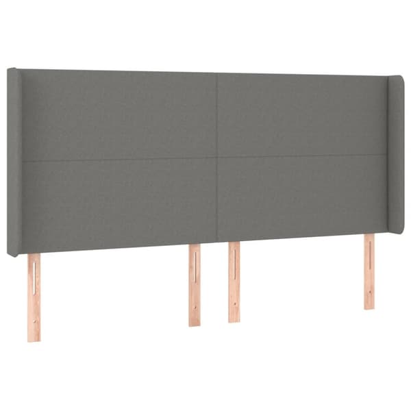 sengegavl med kanter 163x16x118/128 cm stof mørkegrå