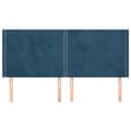 Miniatyrbillede 3 af 9: sengegavl med kanter 203x16x118/128 cm fløjl mørkeblå