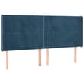 Miniatyrbillede 2 af 9: sengegavl med kanter 203x16x118/128 cm fløjl mørkeblå