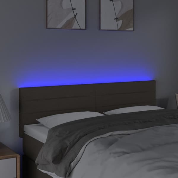 Sängyn pääty LED-valolla, taupe, 144x5x78/88 cm, kangas