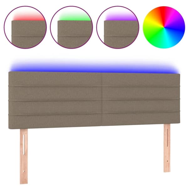 Sängyn pääty LED-valolla, taupe, 144x5x78/88 cm, kangas