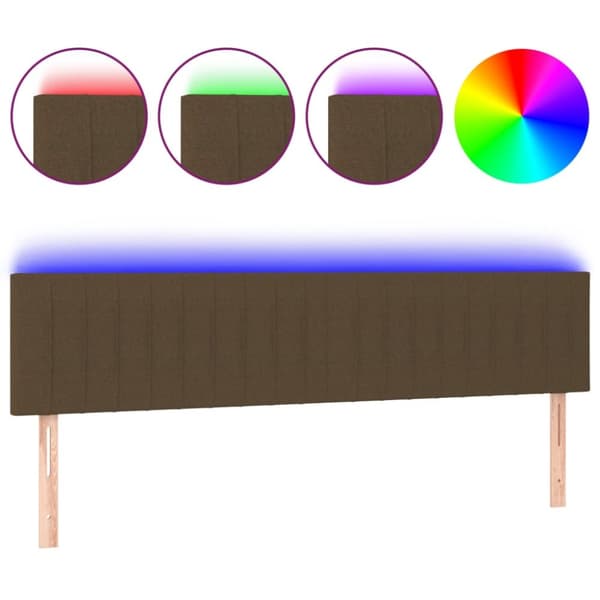 Sängyn pääty LED-valolla, tummanruskea, 160x5x78/88 cm, kangas