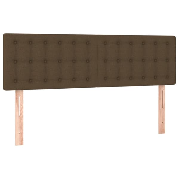 sengegavl med LED-lys 144x5x78/88 cm stof mørkebrun