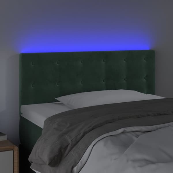 Sängyn pääty LED-valolla, tummanvihreä, 80x5x78/88 cm, sametti