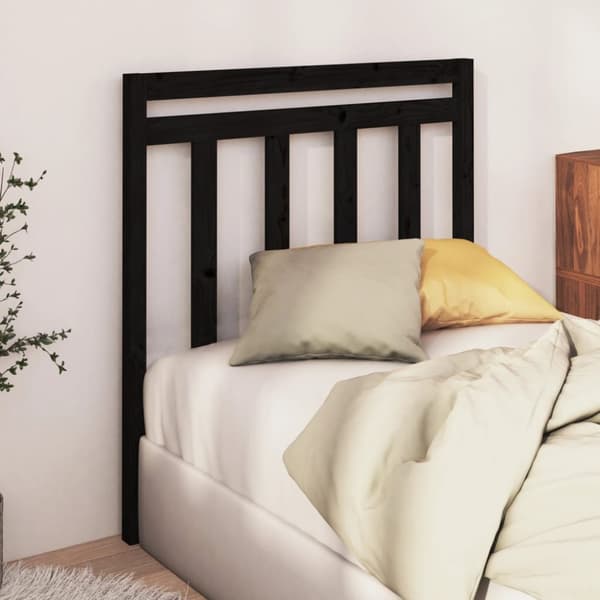 sengegærde 81x4x100 cm massivt fyrretræ sort