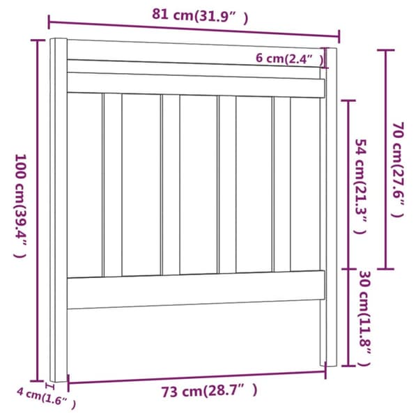 sengegærde 81x4x100 cm massivt fyrretræ sort