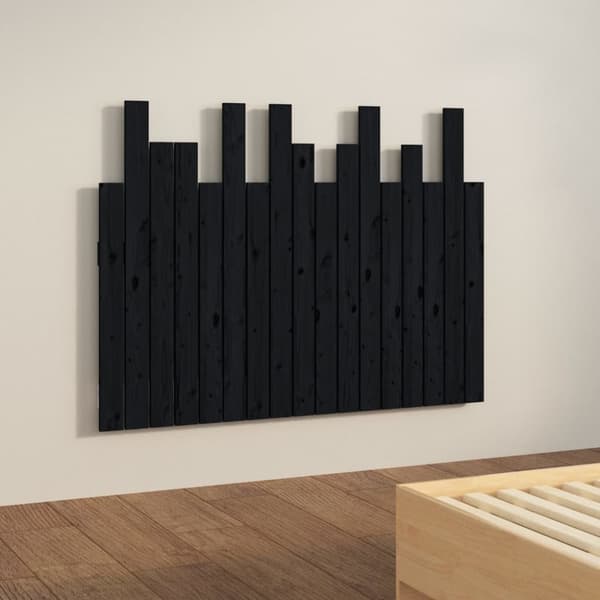 sengegavl 108x3x80 cm massivt fyrretræ sort