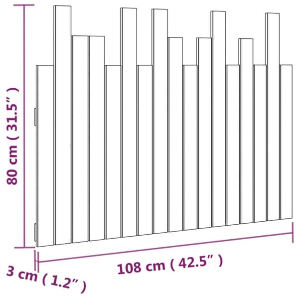 sengegavl 108x3x80 cm massivt fyrretræ sort