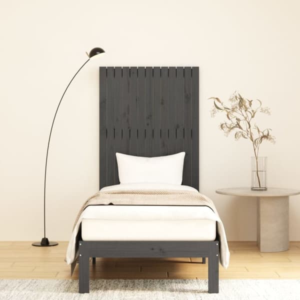 sengegavl 82,5x3x110 cm massivt fyrretræ grå