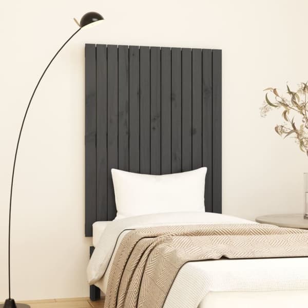 sengegavl 82,5x3x110 cm massivt fyrretræ grå