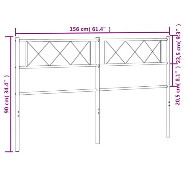 Huvudgavel metall svart 150 cm