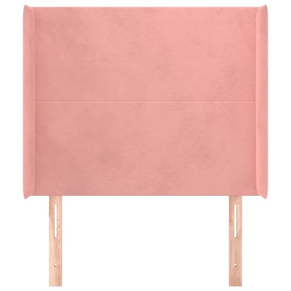 sengegavl med kanter 103x16x118/128 cm fløjl lyserød