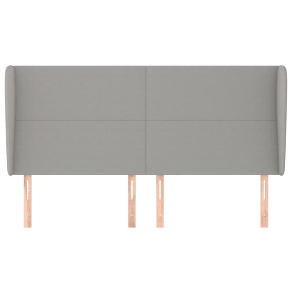 sengegavl med kanter 203x23x118/128 cm stof lysegrå