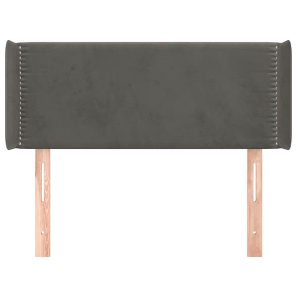 sengegavl med kanter 83x16x78/88 cm fløjl mørkegrå