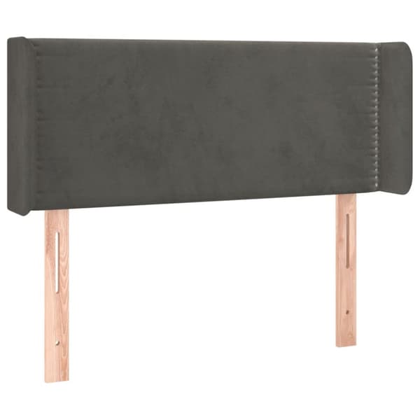 sengegavl med kanter 83x16x78/88 cm fløjl mørkegrå