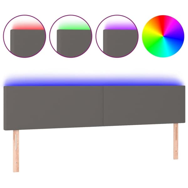 Sängyn pääty LED-valolla, harmaa, 180x5x78/88 cm, keinonahkaa