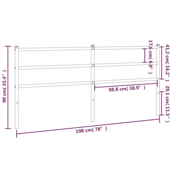 sengegavl 193 cm metal hvid