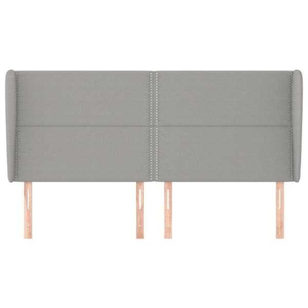 sengegavl med kanter 203x23x118/128 cm stof lysegrå
