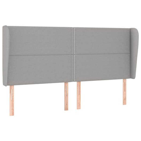 sengegavl med kanter 203x23x118/128 cm stof lysegrå