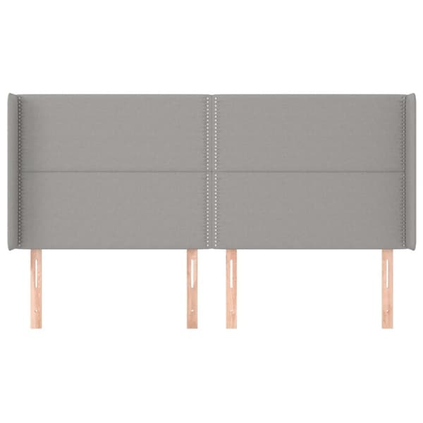 sengegavl med kanter 203x16x118/128 cm stof lysegrå