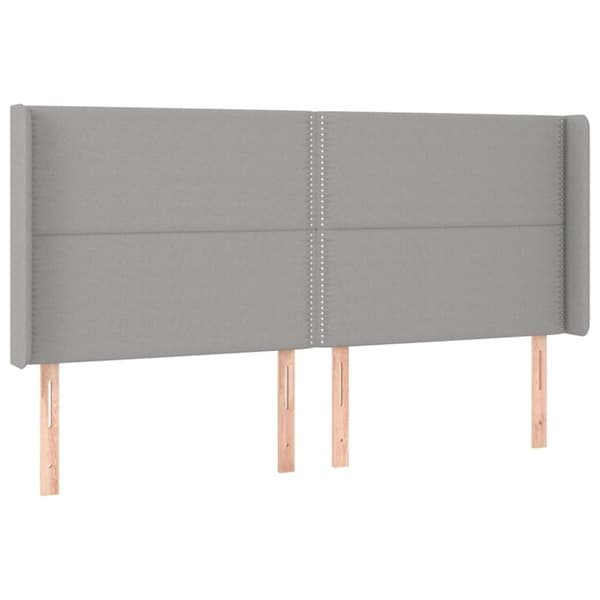 sengegavl med kanter 203x16x118/128 cm stof lysegrå