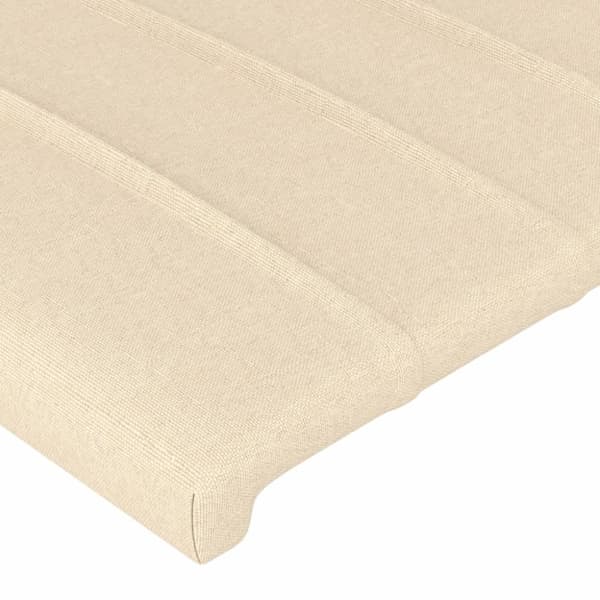 sengegavl med LED-lys 93x16x118/128 cm stof cremefarvet