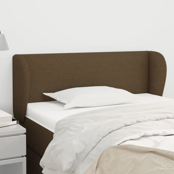 sengegavl med kanter 93x23x78/88 cm stof mørkebrun