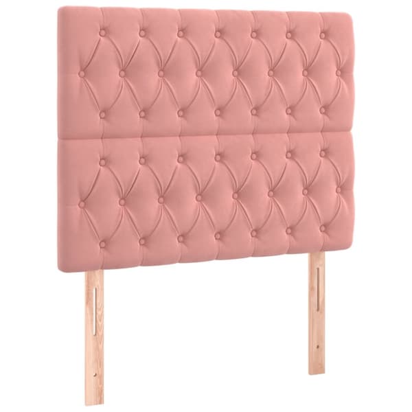 Sängyn pääty LED-valolla, pinkki, 100x7x118/128 cm, sametti