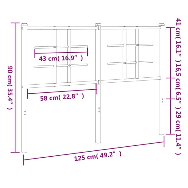 sengegavl 120 cm metal hvid